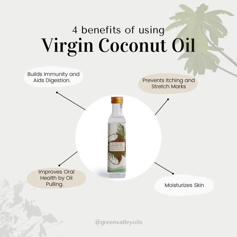 Green Valley Green Valley Virgin Coconut Oil 100% Pure, Natural And Cold Pressed (200ml Glass jar)