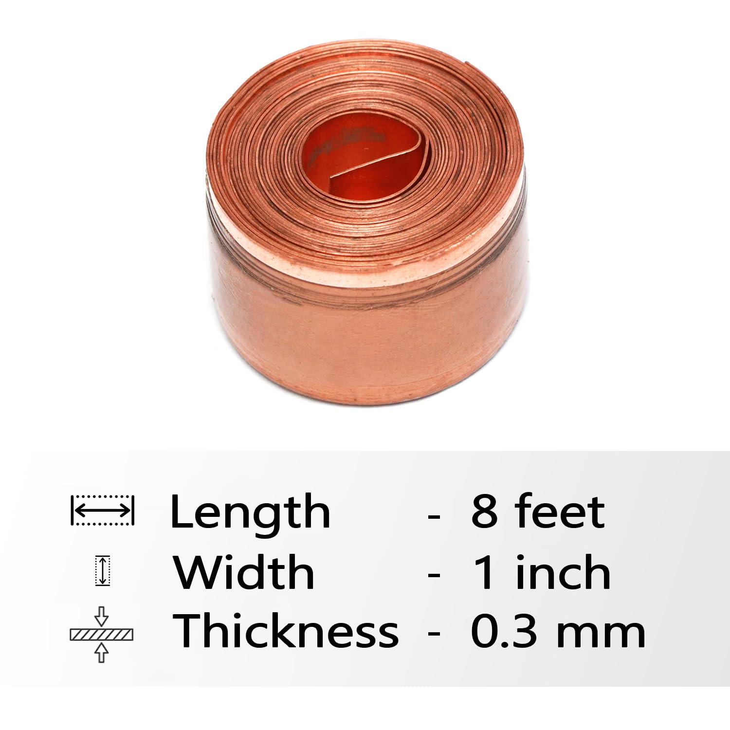 K.V ETERPRISES Vastu Copper Strip | Width- 1 Inch | Gauge- 0.3mm | Length- 8 Feet Approx | Zone Balancing |Toilet Correction | Main Entrance | Strip Remedy | Pack of 5