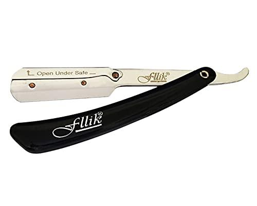 Fllik Fllik Barber Razor Barber Folding Shaving Razor for Salon Use for Men and Boys Stainless Steel Black Handle