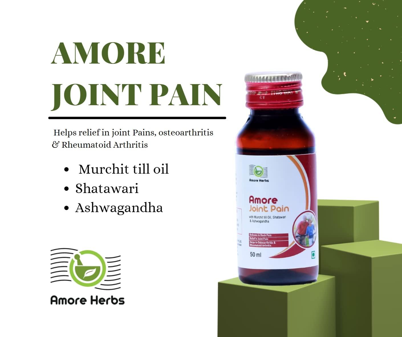 AMORE HERB Amore Joint Care Oil Ortho Pain Relief Oil An Effective Ayurvedic Massage Oil for Pain Relief, Joint Pain, Muscle Pain, Osteoarthritis | Visible improvement in 7 days (Pack of 3, 50ml X 3 = 150ml)
