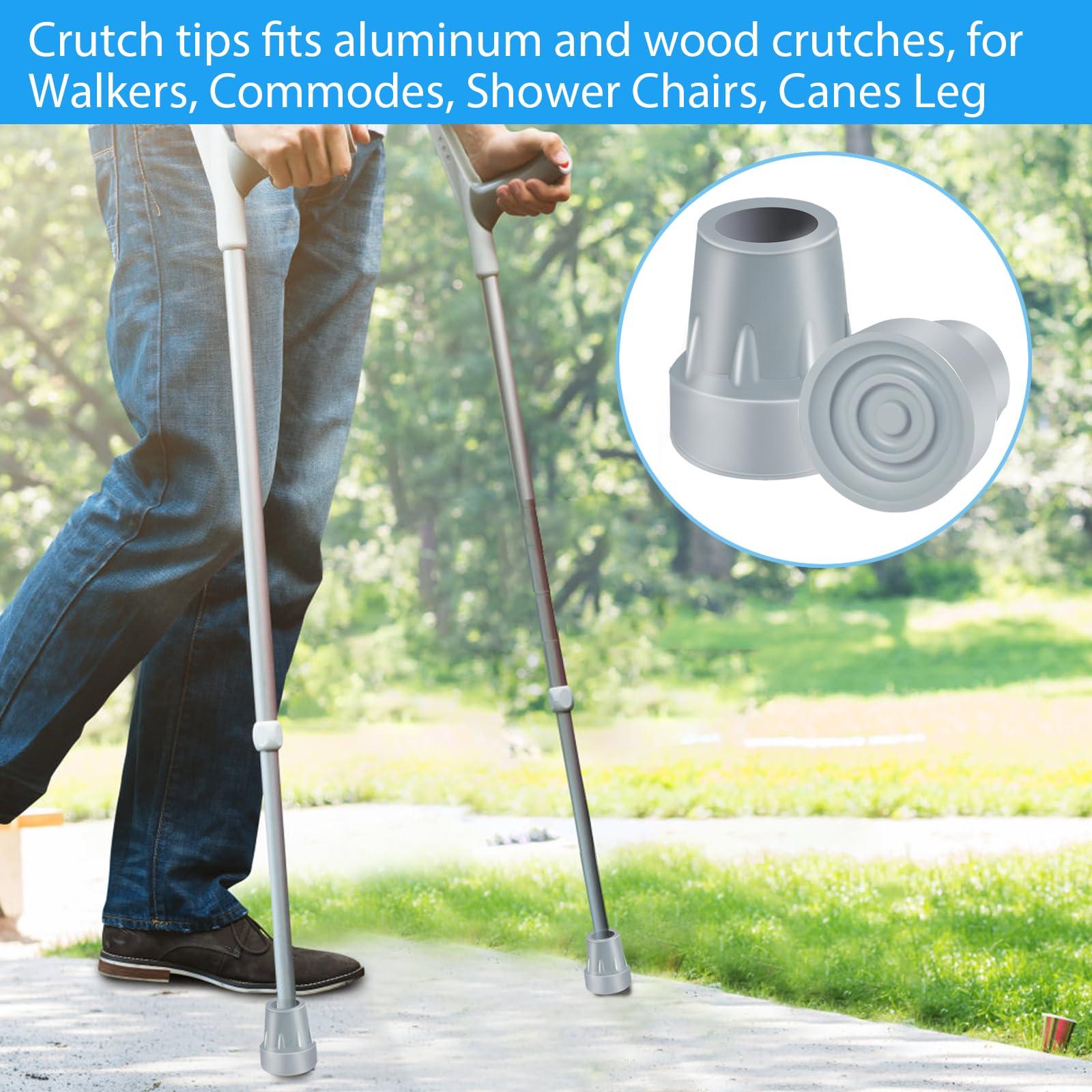 ATUOE Crutch Tips, 4 Pack 7/8 inch Heavy Duty Rubber Crutch Tips Replacement Rubber Cane Tips, Gray