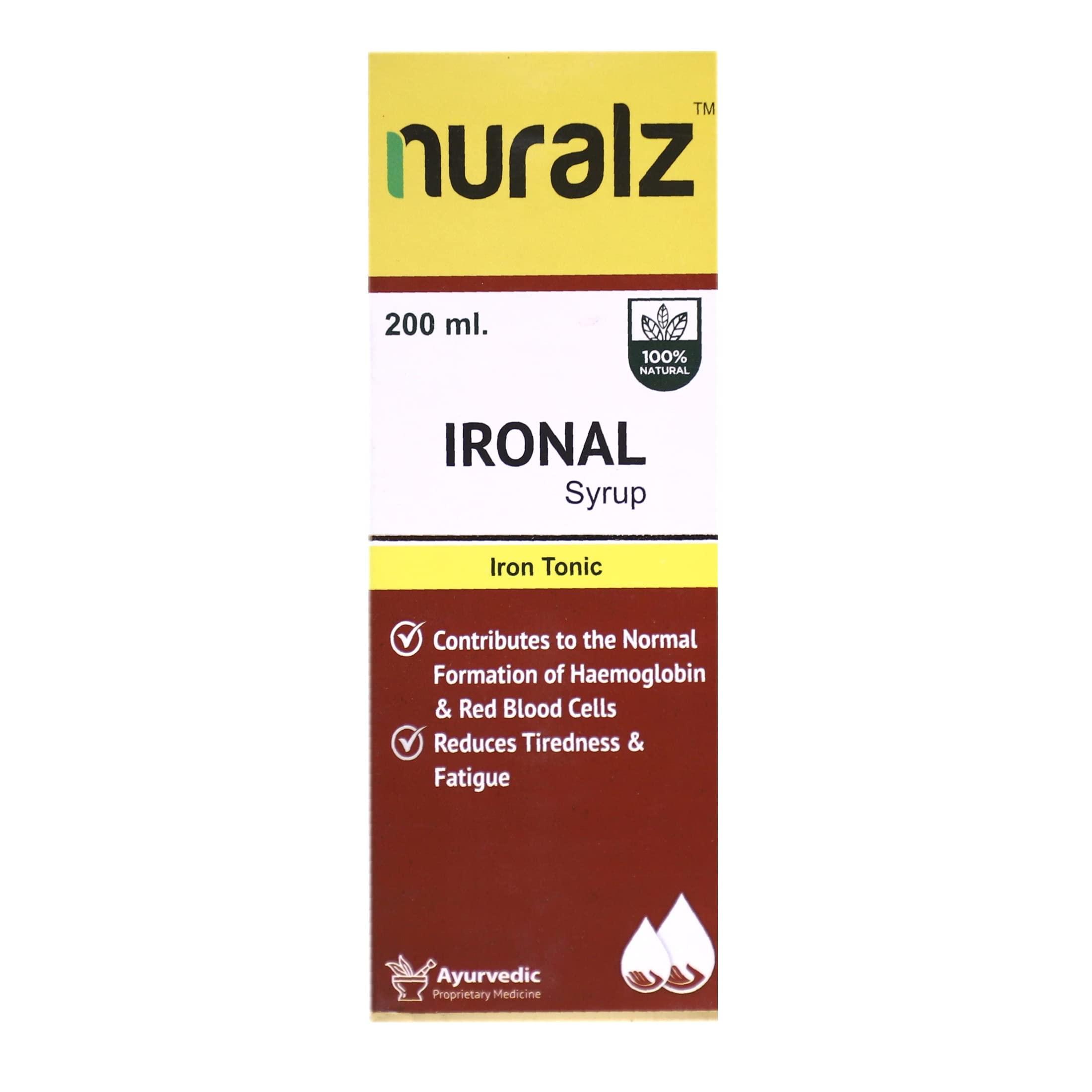 Nuralz Nuralz Ironal Syrup - Iron Tonic, Haemoglobin, Red Blood Cells, Tiredness & Fatigue (200 ml)
