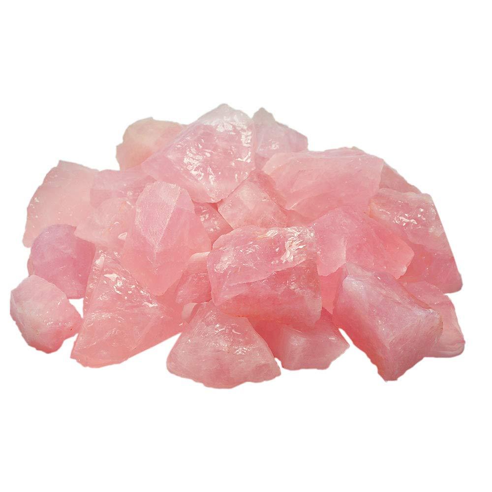 UFEEL UFEEL 1 lb Bulk Rose Quartz Rough Stones - Large 1\" Natural Raw Stones Crystal for Tumbling, Cabbing, Fountain Rocks, Decoration, Polishing, Wire Wrapping, Wicca & Reiki Healing Crystals