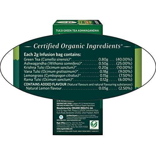 Organic India_ARIPL Organic India Tulsi Green Tea Ashwagandha - 25 Tea Bag (Pack of 1)