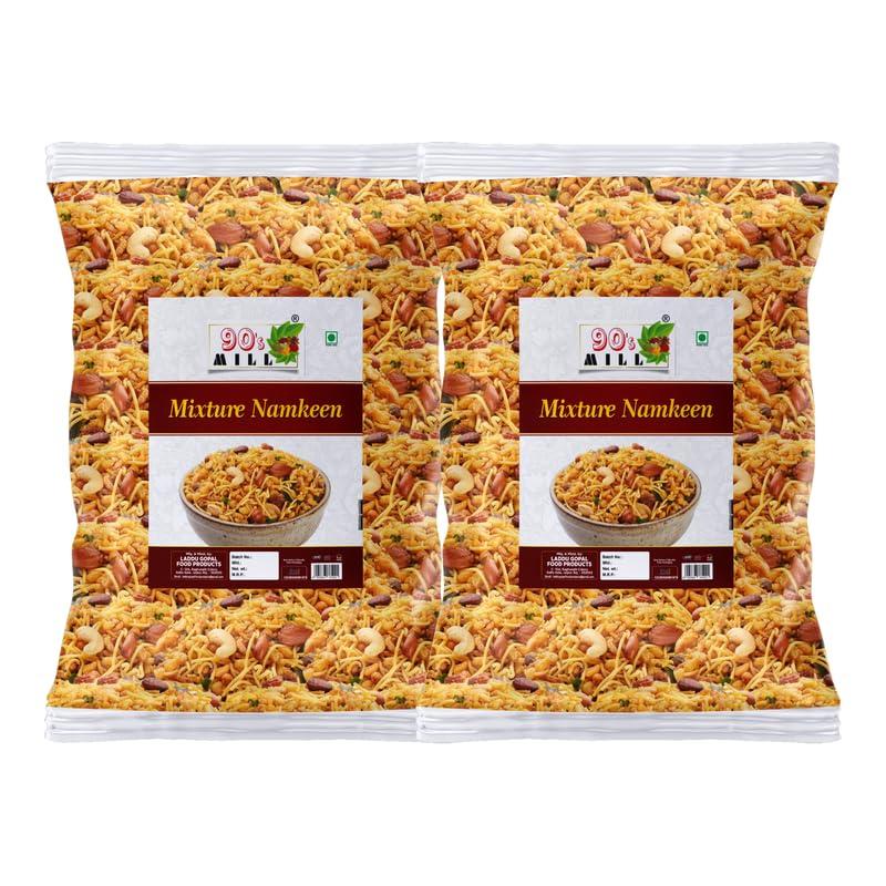 90\'s MILL 90\'s MILL Mix Farsan Besan Sev, Peanuts, Boondi - Misal Pav Farsan | Ready to eat Mixture Namkeen, Homemade and Lite Spicy Namkeen, Namkeen And Snacks | Made In Groundnut Peanut Oil-850g*2Pack