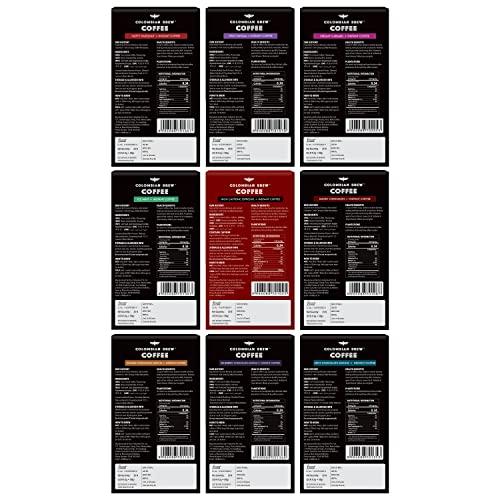 COLOMBIAN BREW COFFEE Colombian Brew Assorted, High Caffeine Espresso, Vanilla, Hazelnut, Caramel, Cinnamon, Double Chocolate Mocha, Blueberry Chocolate Mocha, Mint Chocolate Mocha, Mint Instant Coffee Powder, 50g Each