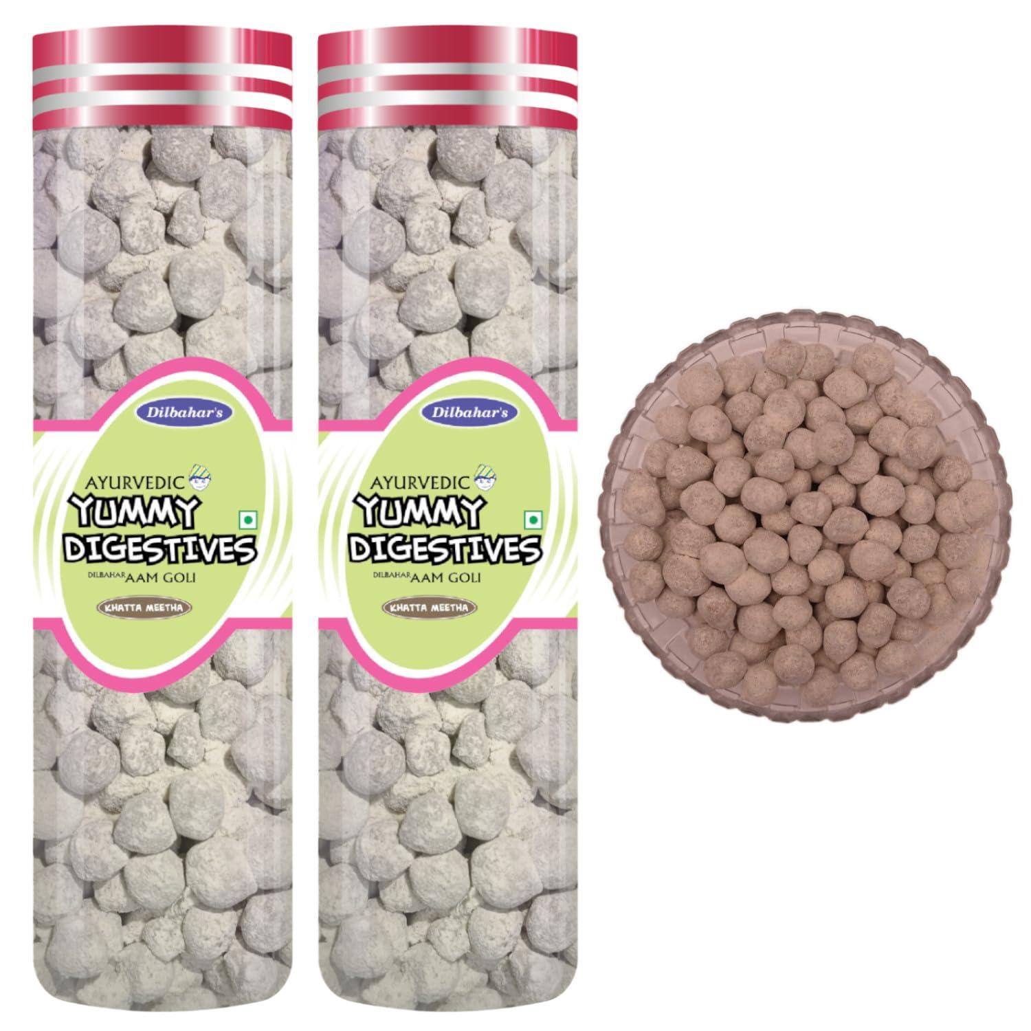 DILBAHAR'S Dilbahar's Aam Goli 210G Pack Of 2-MT | Aam Pachak Chatpati Goli | Digestive Goli Pachak | Mukhwas Mouth Freshener | Aam Pachak Churan Goli | Churan Digestive | After-Meal Treat