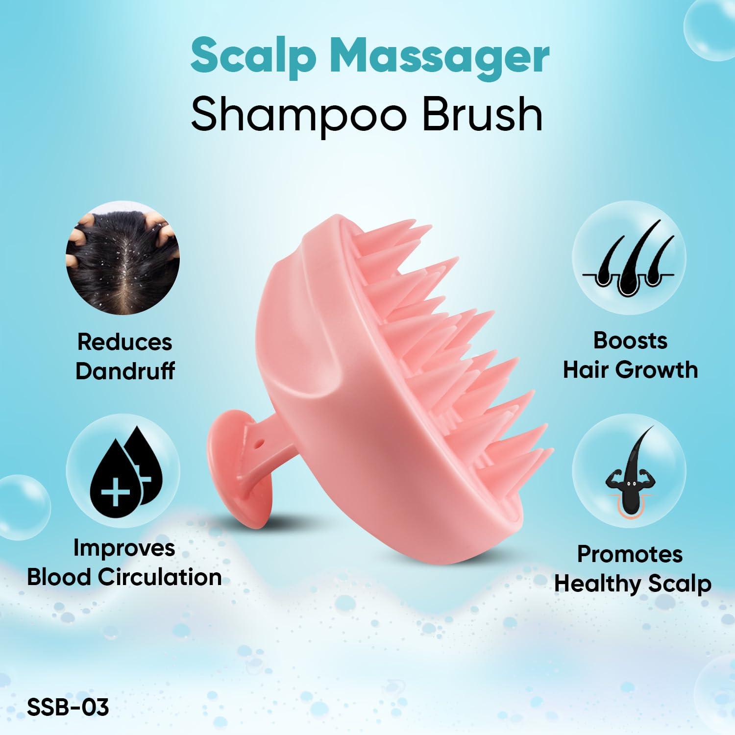 VEGA Vega Hair Scalp Massager Shampoo Brush with Soft Silicone Bristles for Anti-Dandruff, Hair Massager, Exfoliating,Cleaning Dandruff, Excess Oil, Manual Head Massager, All Hair Types, For Men and Women, (SSB-01)
