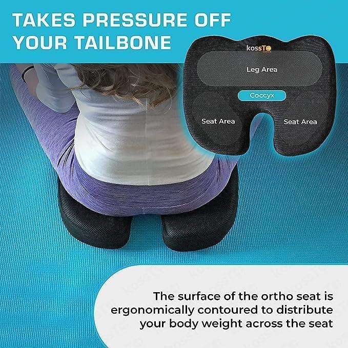 kossto kossto Orthopedic Memory Foam Coccyx Seat Cushion for Tailbone, Sciatica, Lower Back Pain Relief for Office/Home Chair & Wheelchair Sitting Seat 2 Years Warranty | M-Below 80kg Wt | Mesh | (Grey)