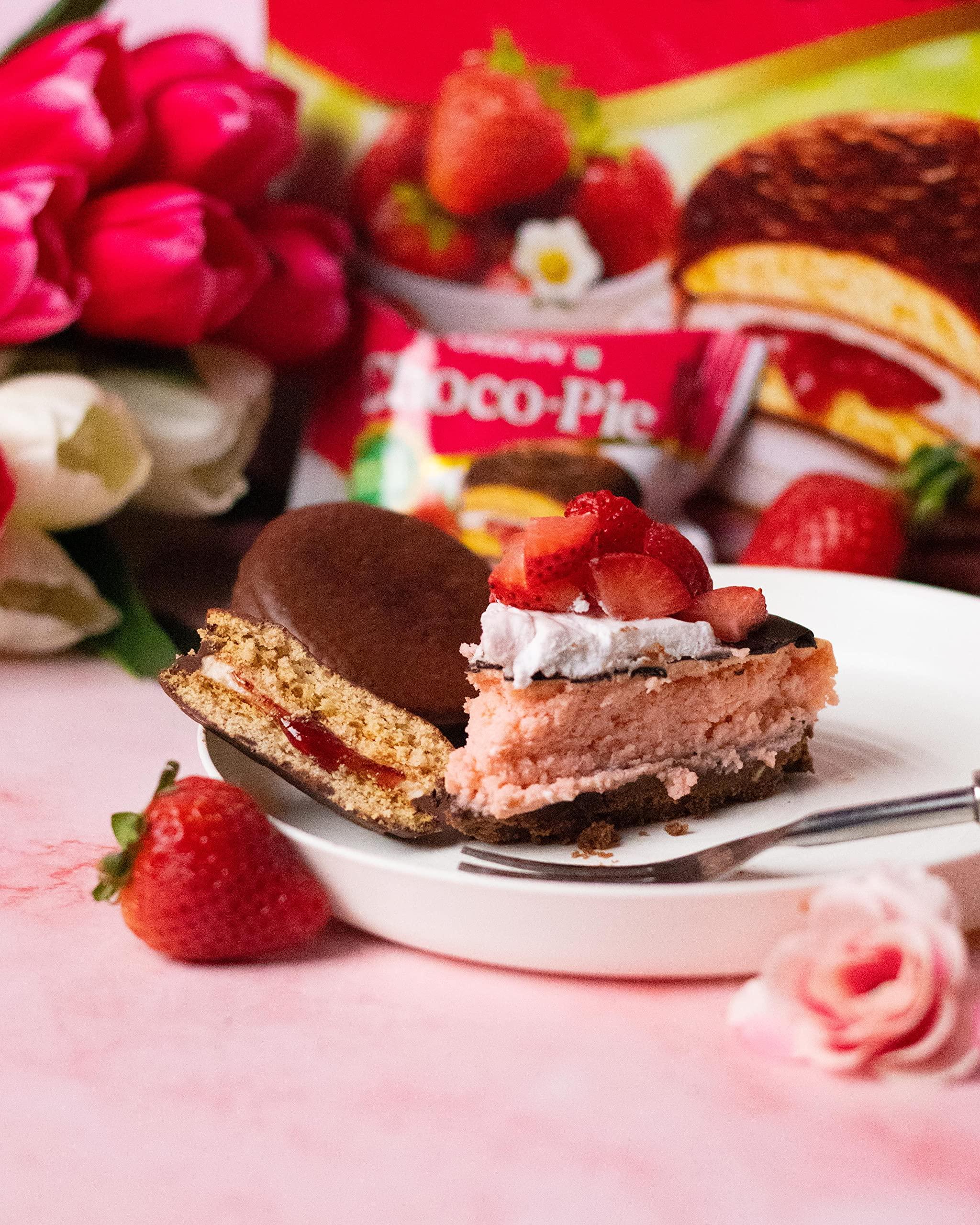 ORION ORION Strawberry Choco Pie - 4 x 6 Piece Pack (24 pies)| Centre-filled Chocolate biscuit & ORION Choco Pie Combo - Mango Choco Pie 12pcs x 2 (24 pies)| centre-filled chocolate biscuit