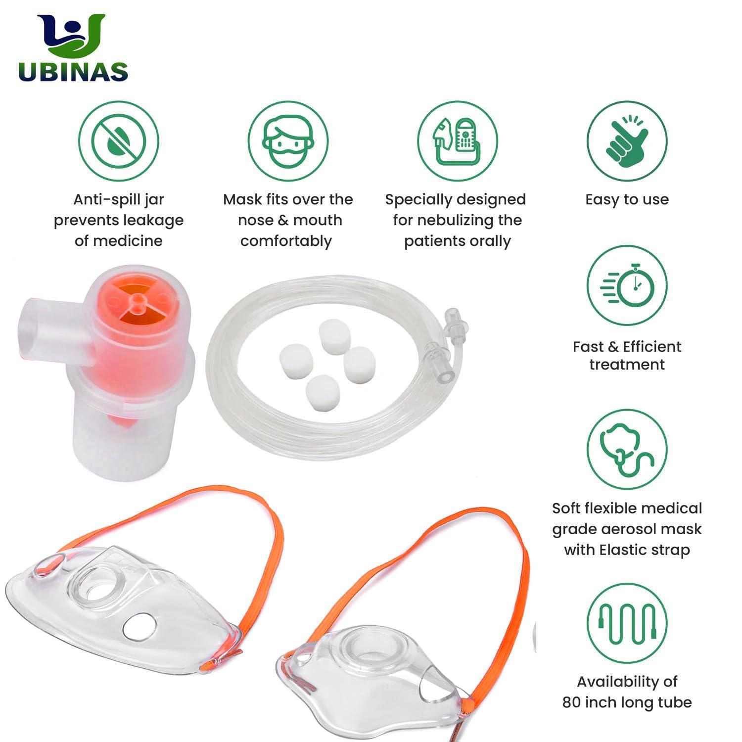 Ubinas Ubinas Advance Nebulizer Kit With Digital Thermometer | 80 Inch Long Tube Nebulizer Best In One Combo Nebulizer & Thermometer (White)
