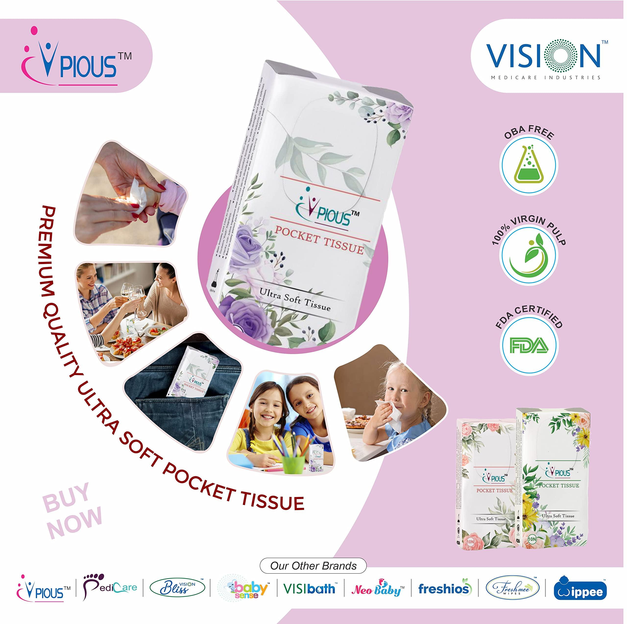 PIOUS PIOUS 2 Ply Highly Absorbent Soft Hanky Facial Travel Pocket Tissue Papers Use & throw tissue (size-20x20cm) (10 Pulls Per Packet) (500)