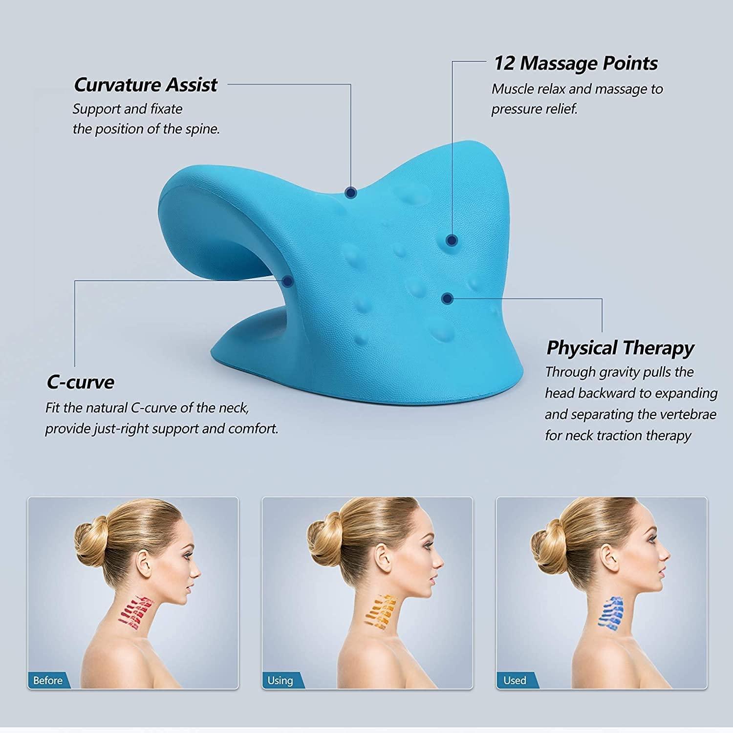 Generic Neck Stretcher & Shoulder Relaxer, Portable Cervical Traction Device, Posture Corrector Chiropractic Pillow for TMJ Pain Relief Cervical Spine Alignment for Men & Women