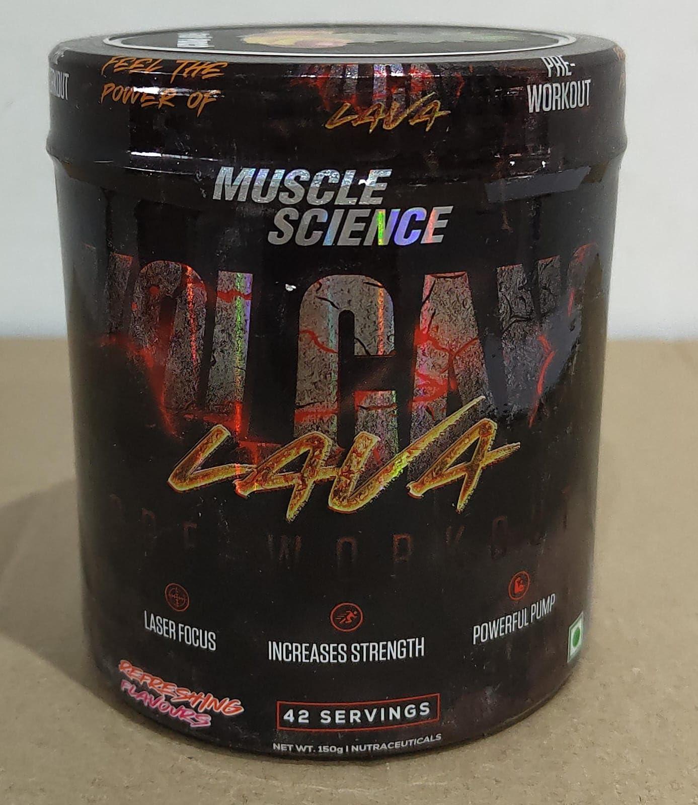 MUSCLE SCIENCE Muscle Science Volcano 42 Serv. Pre Workout, 1900 mg Beta Alanine for Endurance, 850mg Pump Matrix, 100mg Caffeine and 70 mg L- Tyrosine for Energy & Focus. (Mango)
