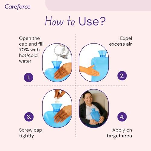 Careforce - The Force Behind Your Health Careforce Hot Water Bag Small Hot Bags Hot Pack Warm Water Bag Heat Bag Heating Bag - Blue