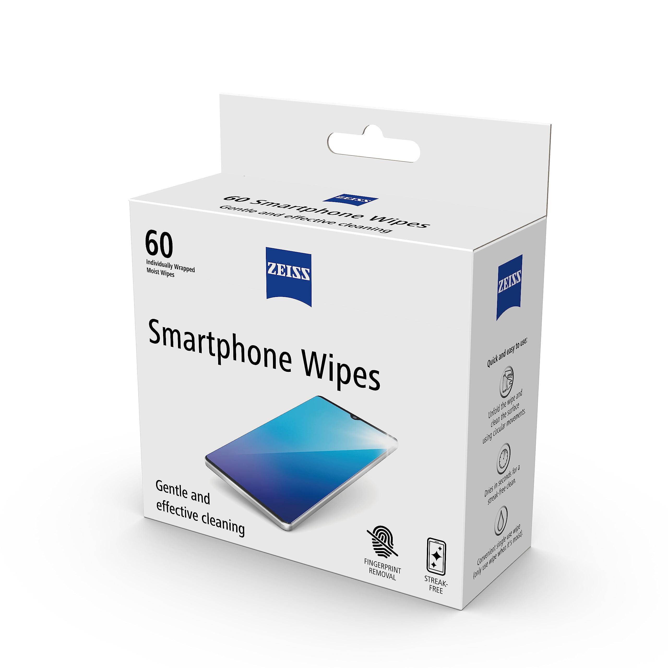 Zeiss ZEISS Smartphone Wipes 60 Count - Pack of 1| Perfect Screen Cleaner for Smartphones, Mobile Phone, Laptops, Tablets, TVs and other screen devices