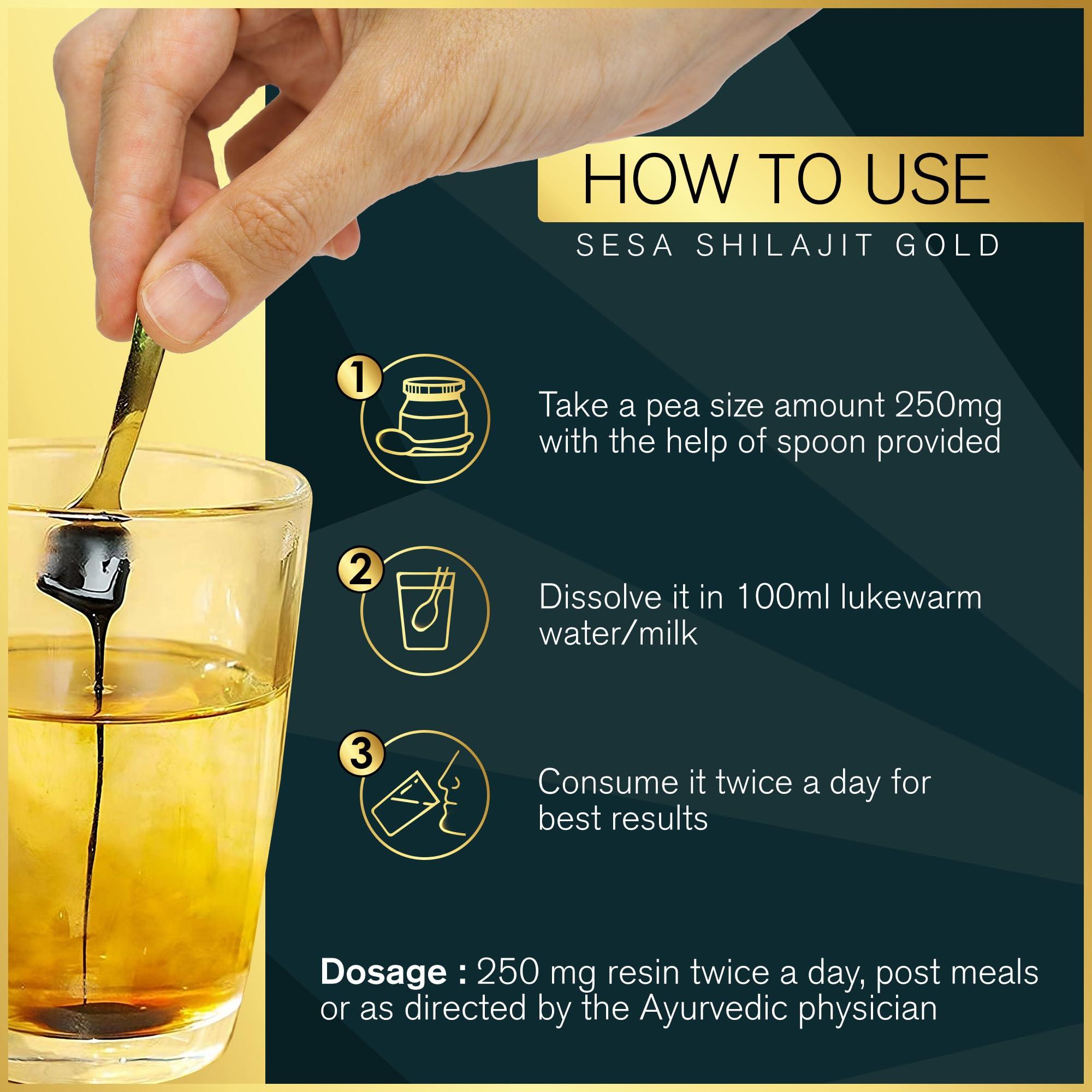 sesa SESA Shilajit Gold Resin 40g With 24k Gold 60%+ Fulvic Acid (Certificate Included) Helps Boost Stamina, Immunity & Muscle Recovery 100% Ayurvedic - 20 g (Pack of 2)