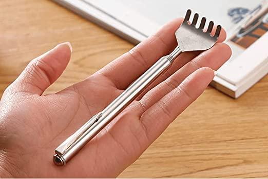 NavaFresh Basics Portable Telescopic Metal Back Scratchers/Hand Massager with Pocket Clip, Silver