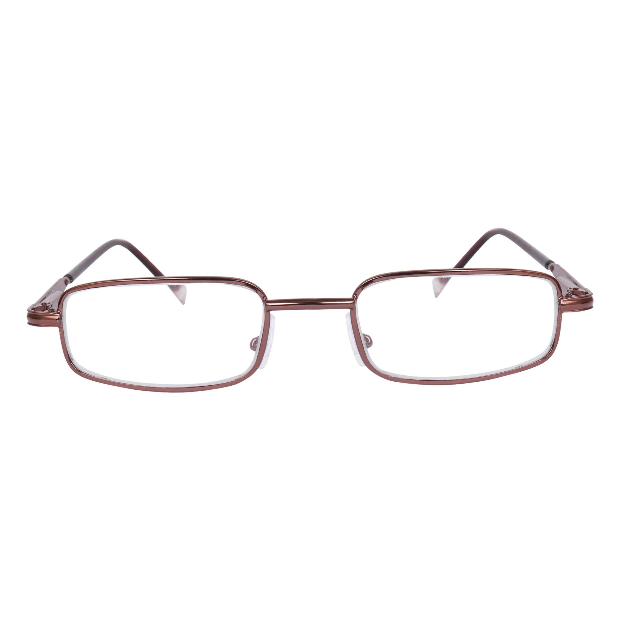 Poket Pocket Slim Formal Rectangular Light Weight Reading Glasses With Soft Leather Pouch, Lense Cleaner Spray And Selvet Cloth. ( +0.50,Copper )