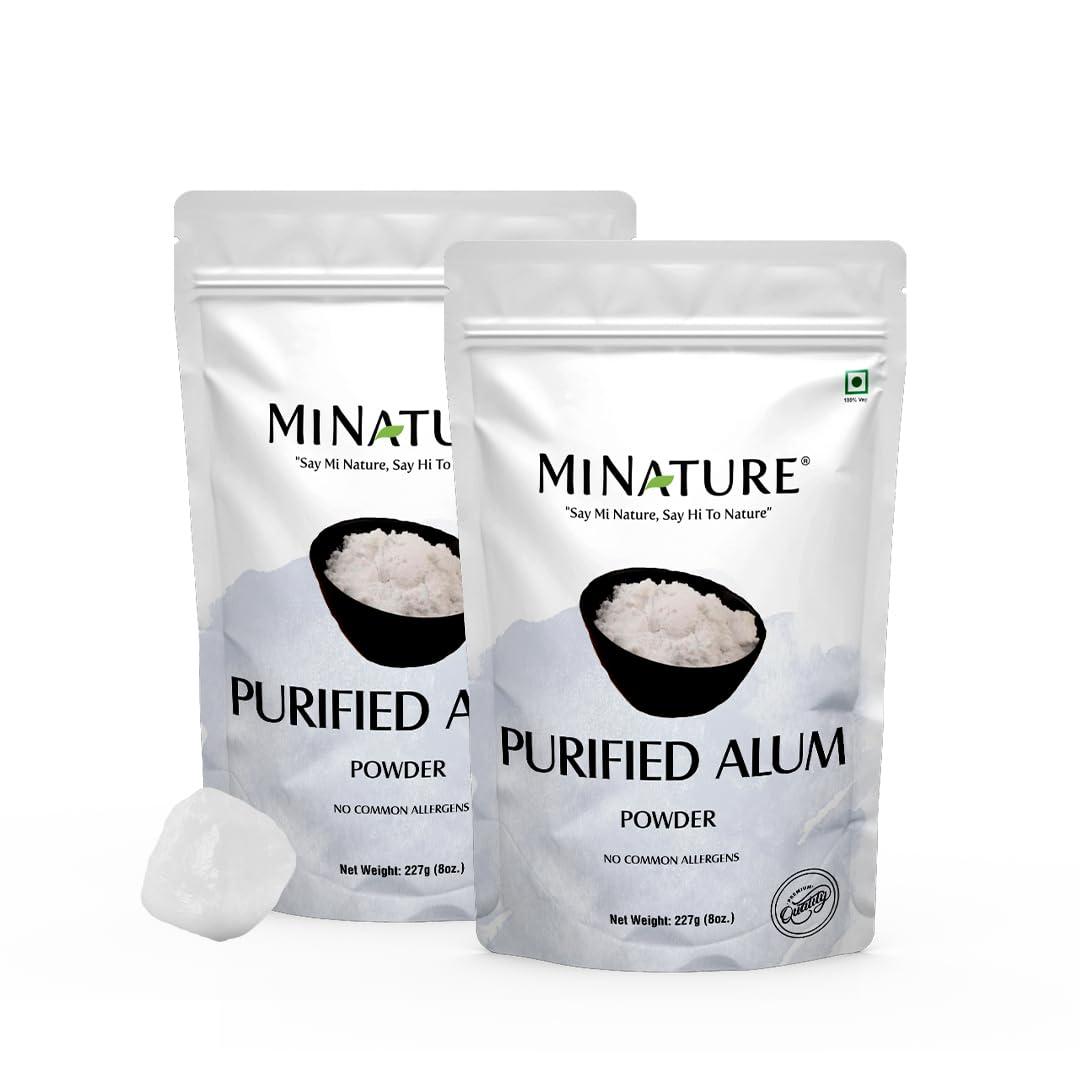 minature Alum Powder by mi nature | Purified Fitkari Alum powder (phitkari) for Skin Care |Water Purify| Pure Alum powder Cruelty Free |Pack of 2 (227g Each)