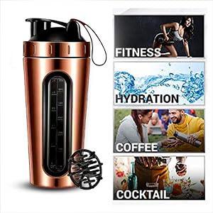 MYBURRGH MYBURRGH Steel Shaker Bottles For Protein Shake, Gym Bottles For Men Protein Shaker Bottle For Gym Shaker Bottles For Leakproof Bottle - Rose Gold, 850 ML