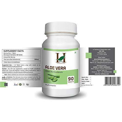 H&C HERBAL INGREDIENTS EXPERT H&C Herbal Ingredients Expert Aloe vera Tablets - 350 mg - Pack 90 Tablets - For All Wellness And Rejuvenation