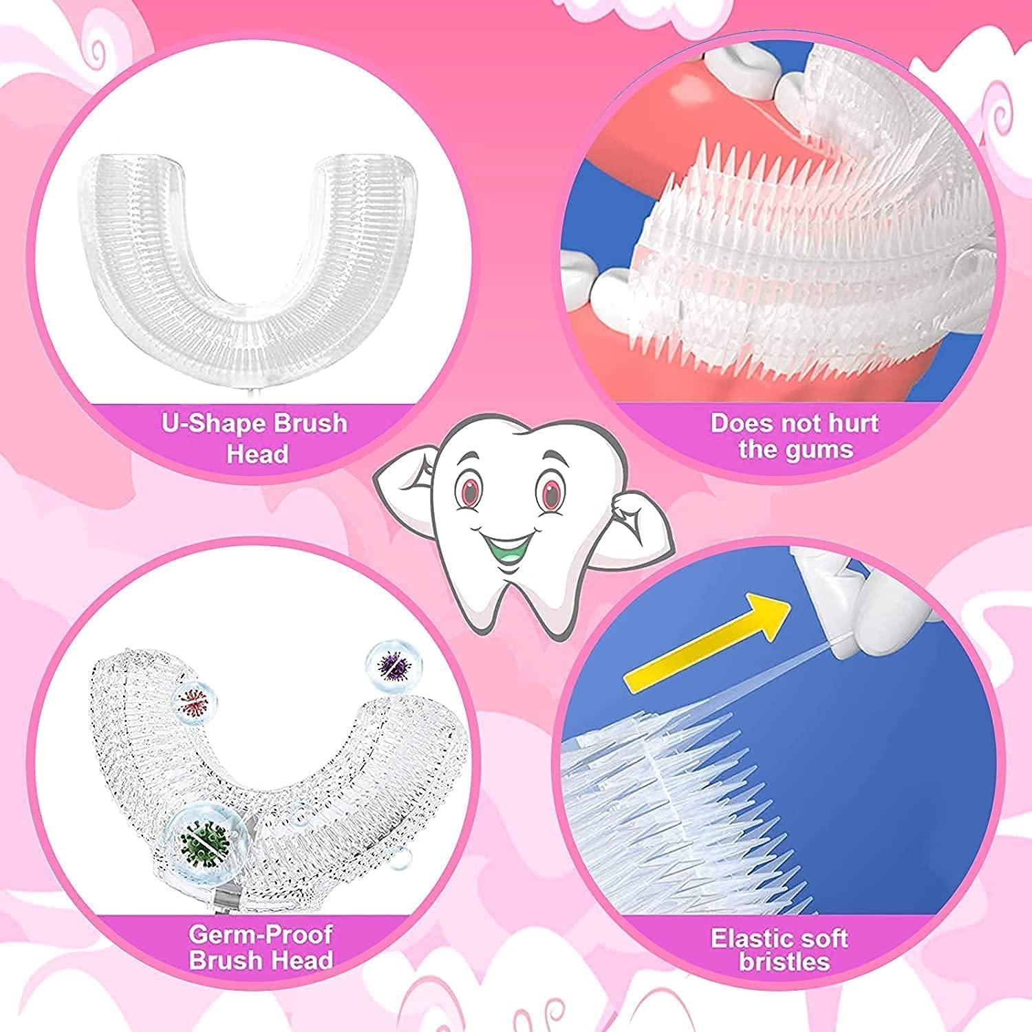 XENON VENTURE Xenon Venture soft bristle silicone toothbrush for kids with grip handle,manual curve u shape mouth cleaning toothbrush for children whitening teeth(2pcs/small)