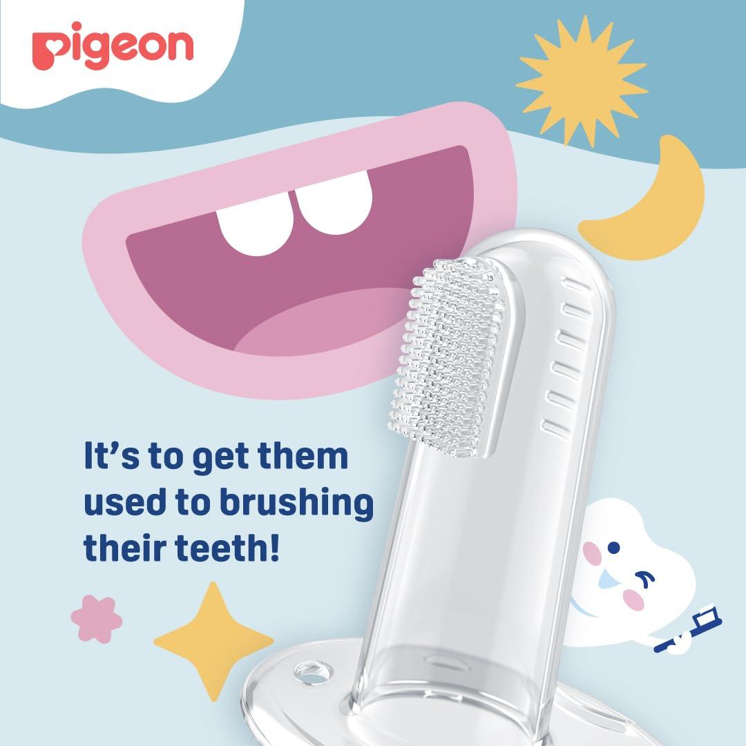 Pigeon PIGEON BABY SILICONE FINGER TOOTHBRUSH FOR 3+ MONTHS BPA FREE WITH 0-4 MILK TEETH