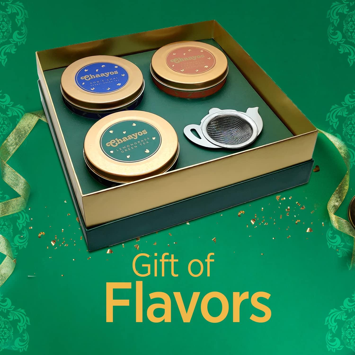Chaayos Chaayos Premium Rakhi Gift Hampers | Contains Cinnamon, Turmeric Cardamom & Lemongrass Green Teas | Whole Leaf Tea Set | Gift Hamper for Family and Friends | Luxury Rakshabandhan gift set | Raksha Bandhan Gift