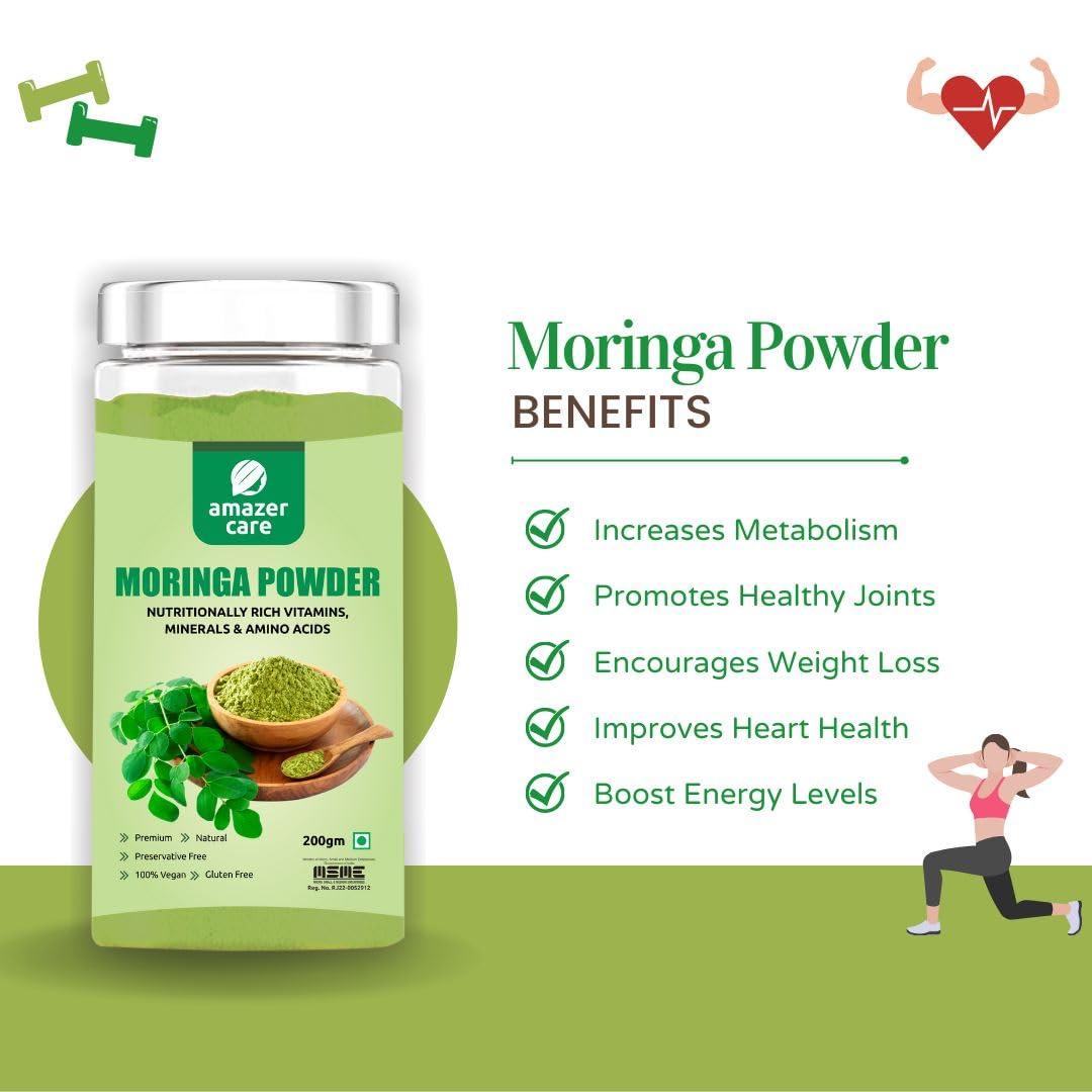 AmazerCare AmazerCare Beetroot & Moriga Powder Combo (2 Jars, 200/100gm) - Nutrient-Rich Superfood, Pure & Natural For Eating & Drink, For Detox & Health, Antioxidants