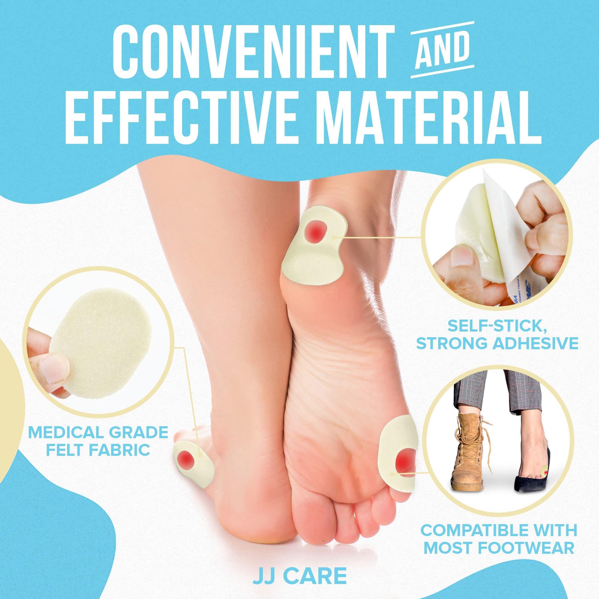 JJ CARE [Box of 50] Callus Cushions, Oval Callus Pads for Feet, Soft Felt Callus Pads for Pain Relief & Foot Care, Self-Adhesive Foot Callous Cushions, Medical Grade Callous Protector