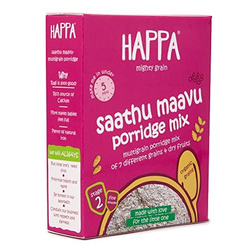 HAPPA Happa Organic Baby Food Sathu Maavu | 100% Natural Multi-Grain Millets and Cereals Porridge Mix Khichdi| Instant Health Food | No Added Salt, Sugar or Milk | No preservatives | 200gm