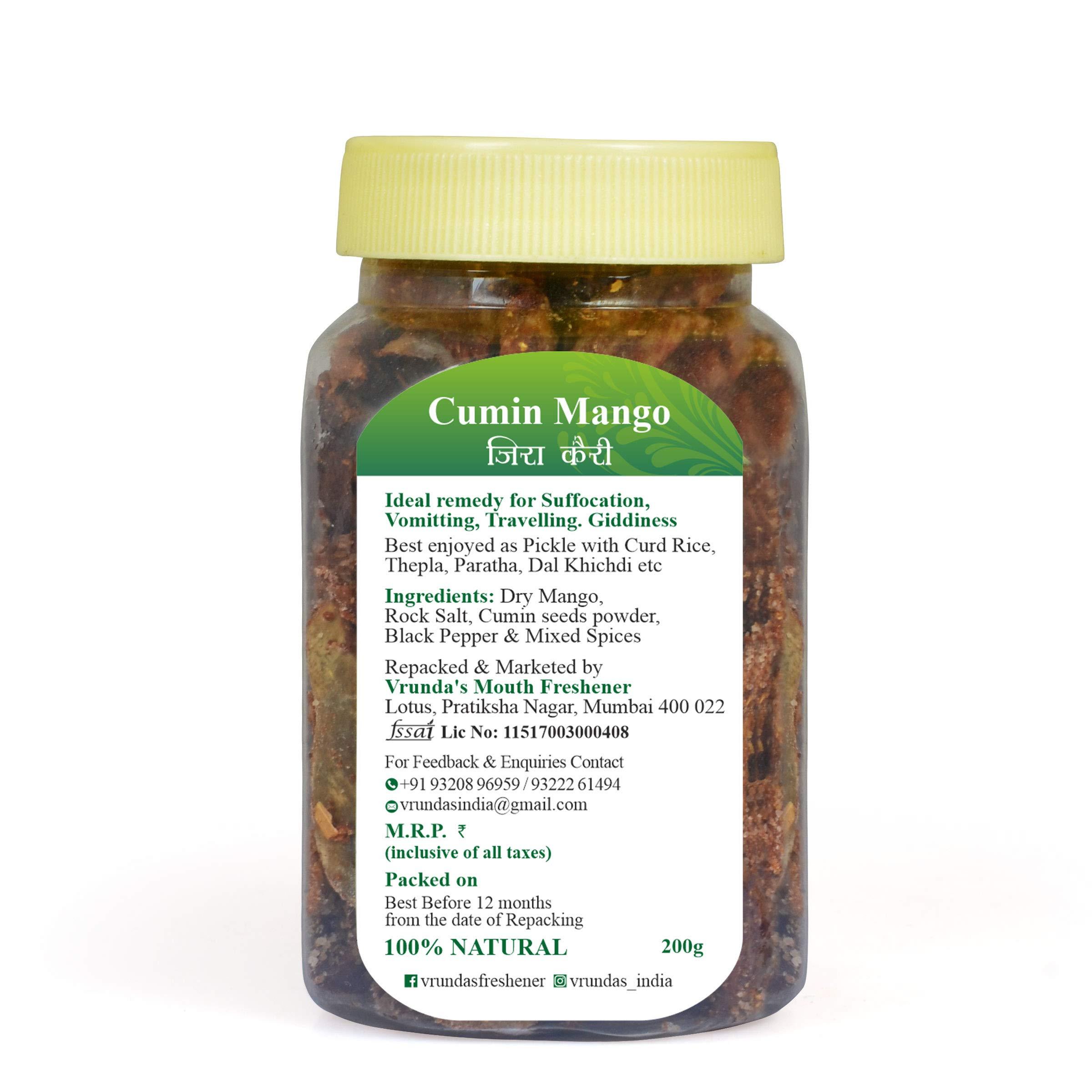 Vrunda\'s Vrunda\'s Tikhi Kairi, Masala Kairi 200 GM + Vrunda\'s Jeera Kairi, Cumin Mango 200 GM (chatpati Kairi,Dry Pickle)