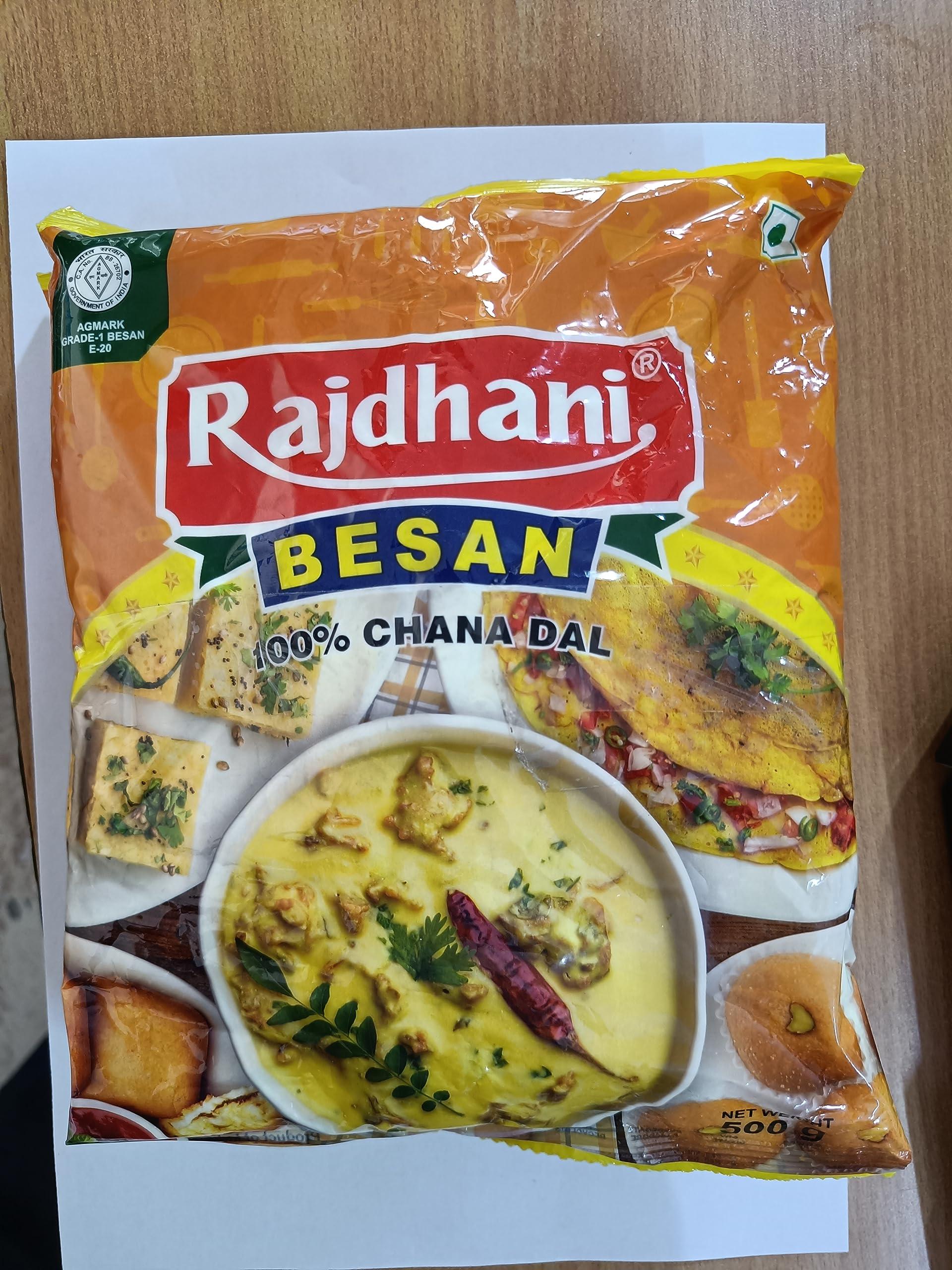 Rajdhani Rajdhani Chana Dal Besan 1 kg | Rajdhani Organic Besan Flour - 100% Pure Chickpea Flour for Healthy Cooking(1Kg Pack) | 100% Chana Dal Besan | Organic Gluten Free Besan |