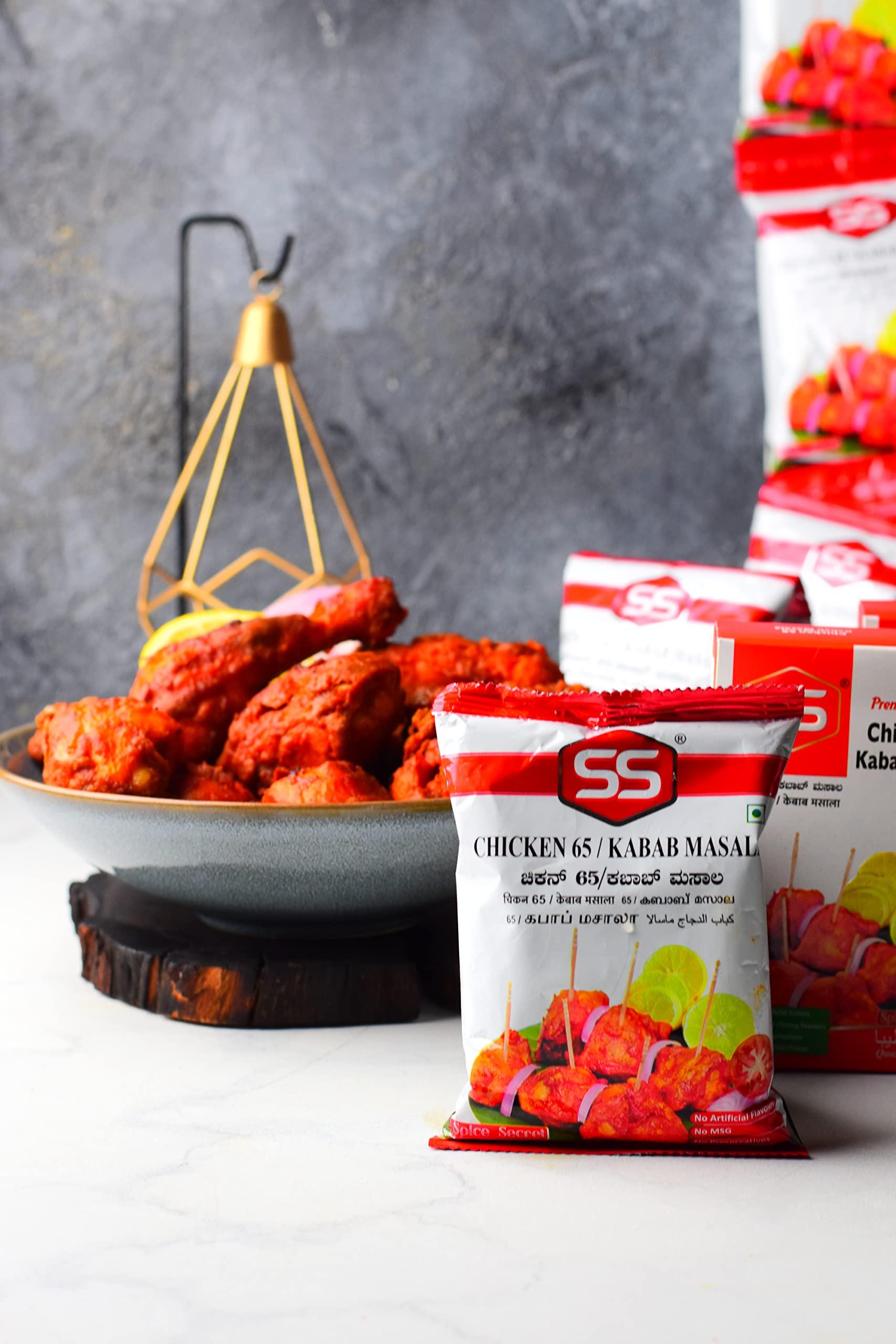 SS MASALAS SS MASALAS Chicken 65 Kabab Masala Powder 100g Box Pack of 3.