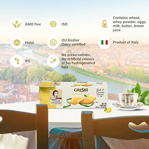 Matilde Vicenzi MATILDE VICENZI Grisbi Short Pastry Cookies Filled With Lemon Cream | GMO Free | No Preservatives & No Artifical Colours |Lemon Cream- 150gm(Pack of 2)