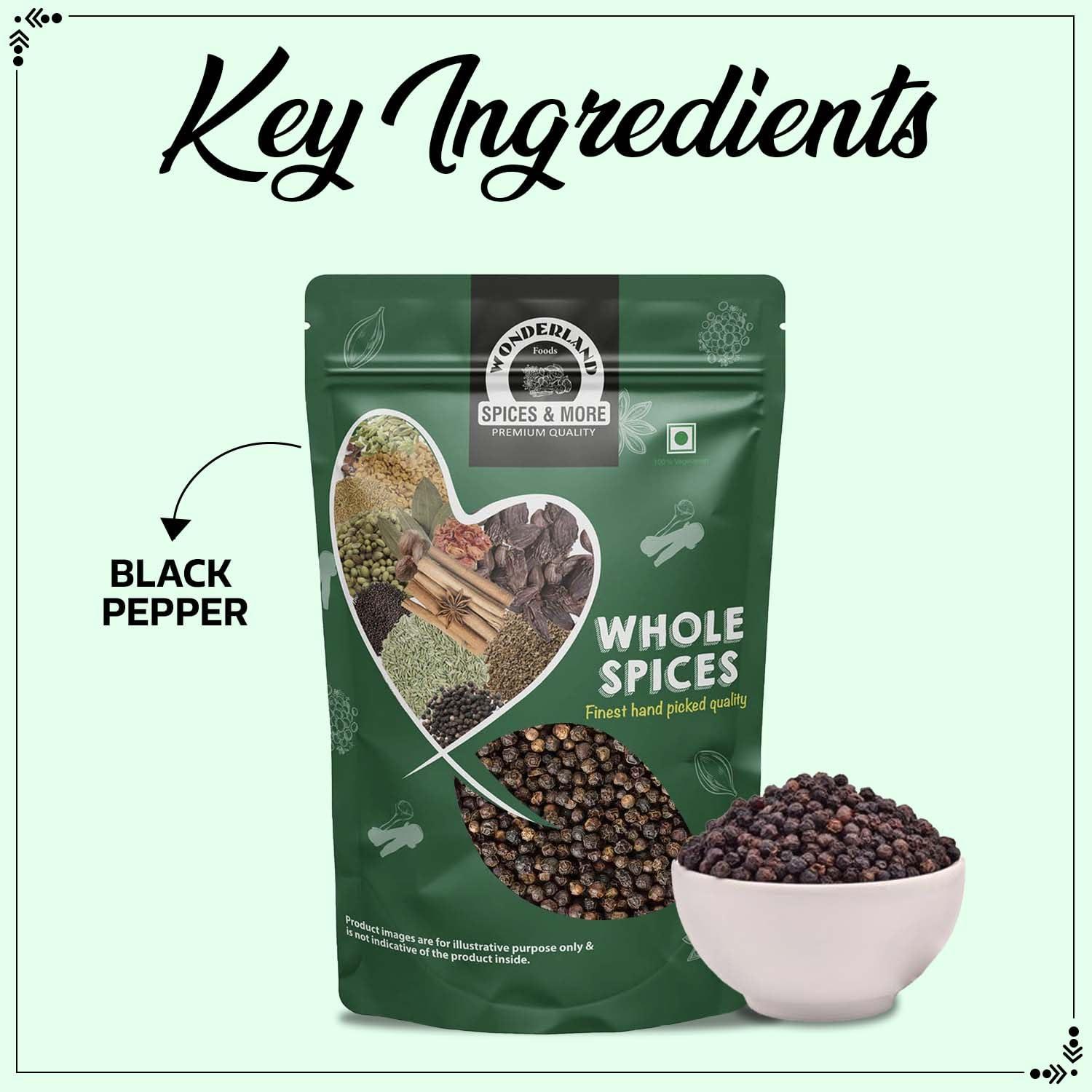 WONDERLAND FOODS (DEVICE) WONDERLAND FOODS Whole Spices Black Pepper Kali Mirch (250g)