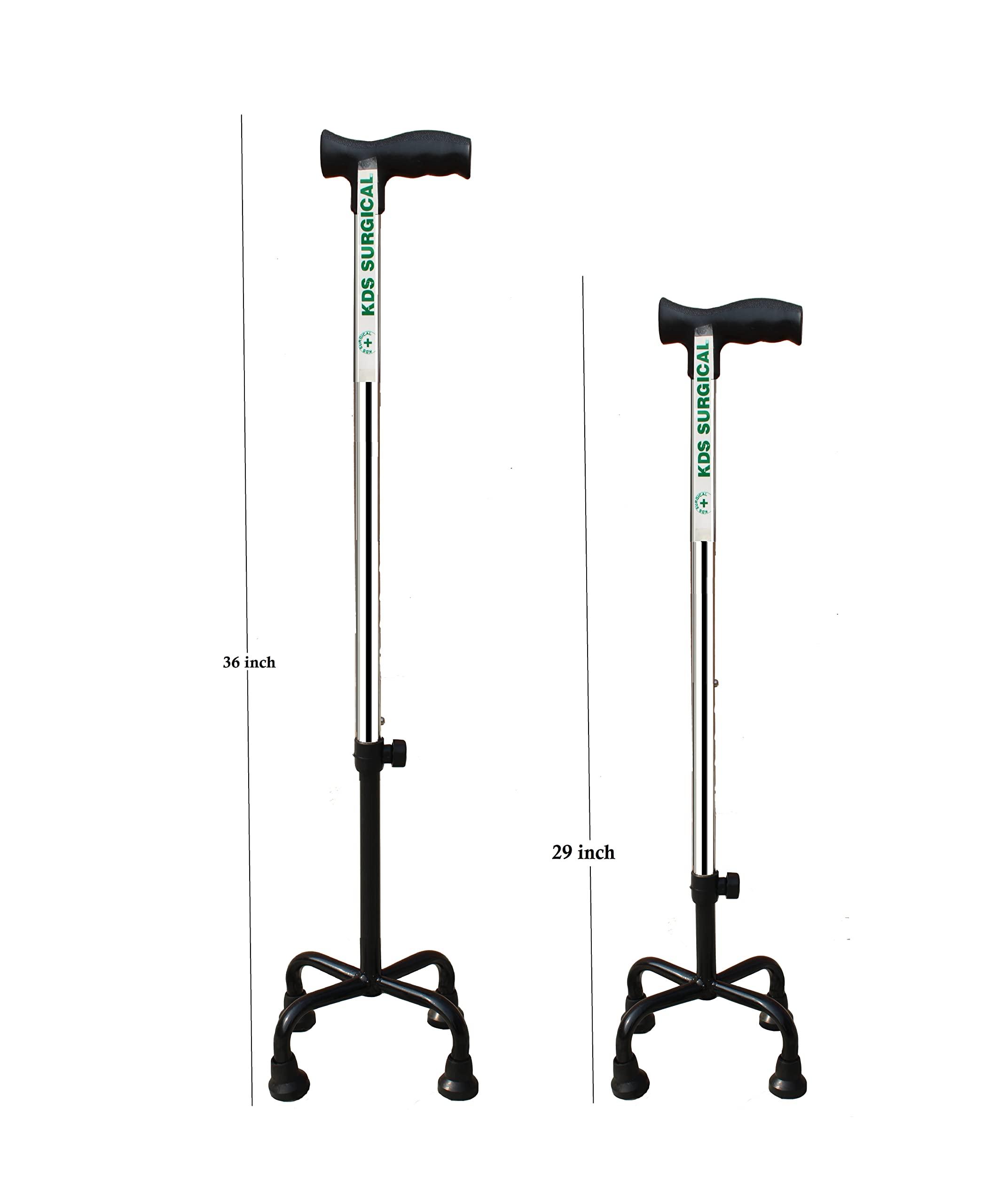 KDS SURGICAL Kds Surgical 4 Leg Black Adjustable Height Crutch Handle Walking Stick for Unisex