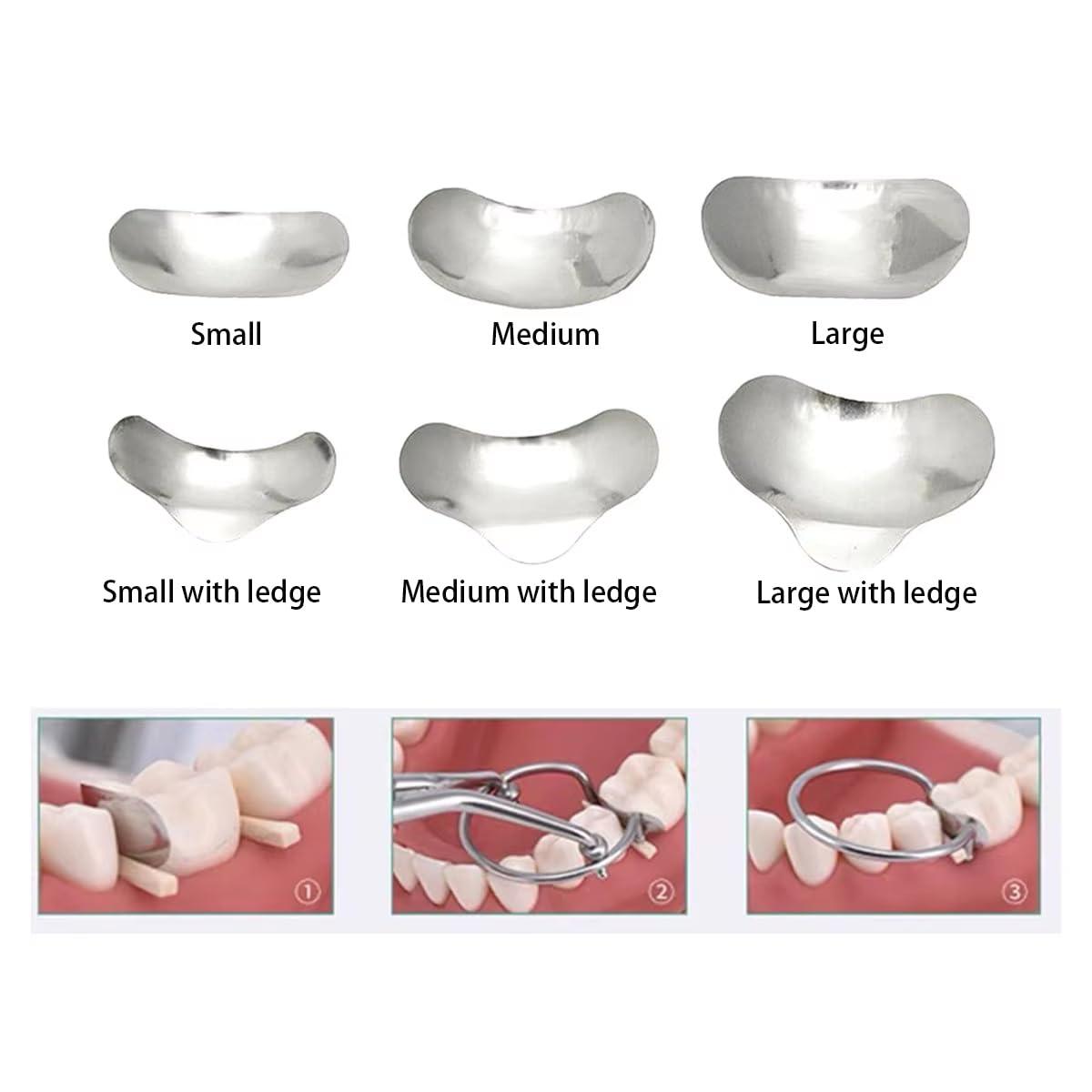 EASYTODENTA EASYTODENTA Dental Matrix Bands 50PCS Sectional Contoured Metal Matrices System 50m for Tooth Interproximal Refill (Large)