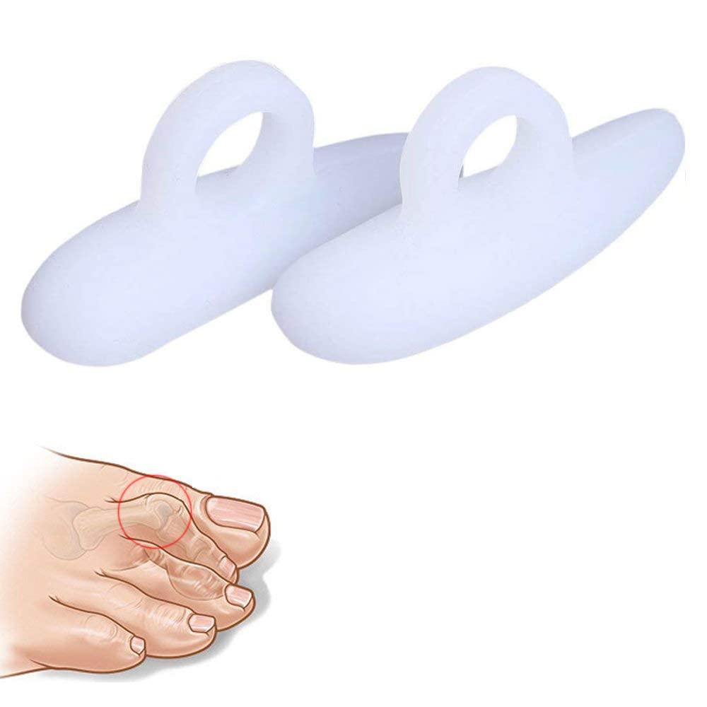 Domg 2Pair/4Pcs Gel Hammer Toe Crest Pads - Right and Left Soft Silicone Hammertoe Support Crest Cushion - Corrector and Straightener for Overlapping, Curled, Curved, Crooked, Clubbed Claw and Mallet Toe C