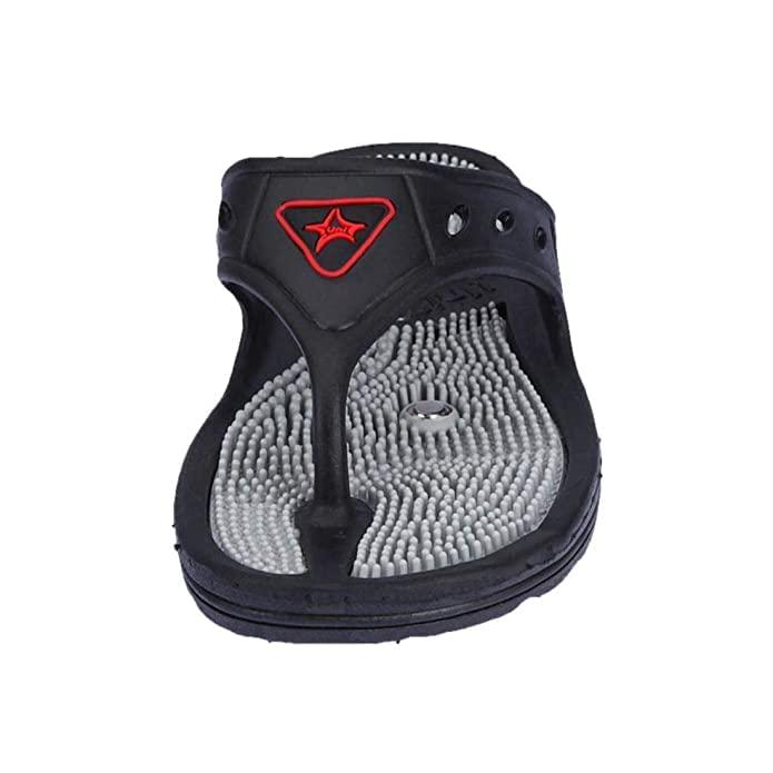 ACS MART ACS MART acupressure and magnetic therapy accu flip flop slippers foot massager for heel pain relief men & Women Common Multi Colour (9, Black)