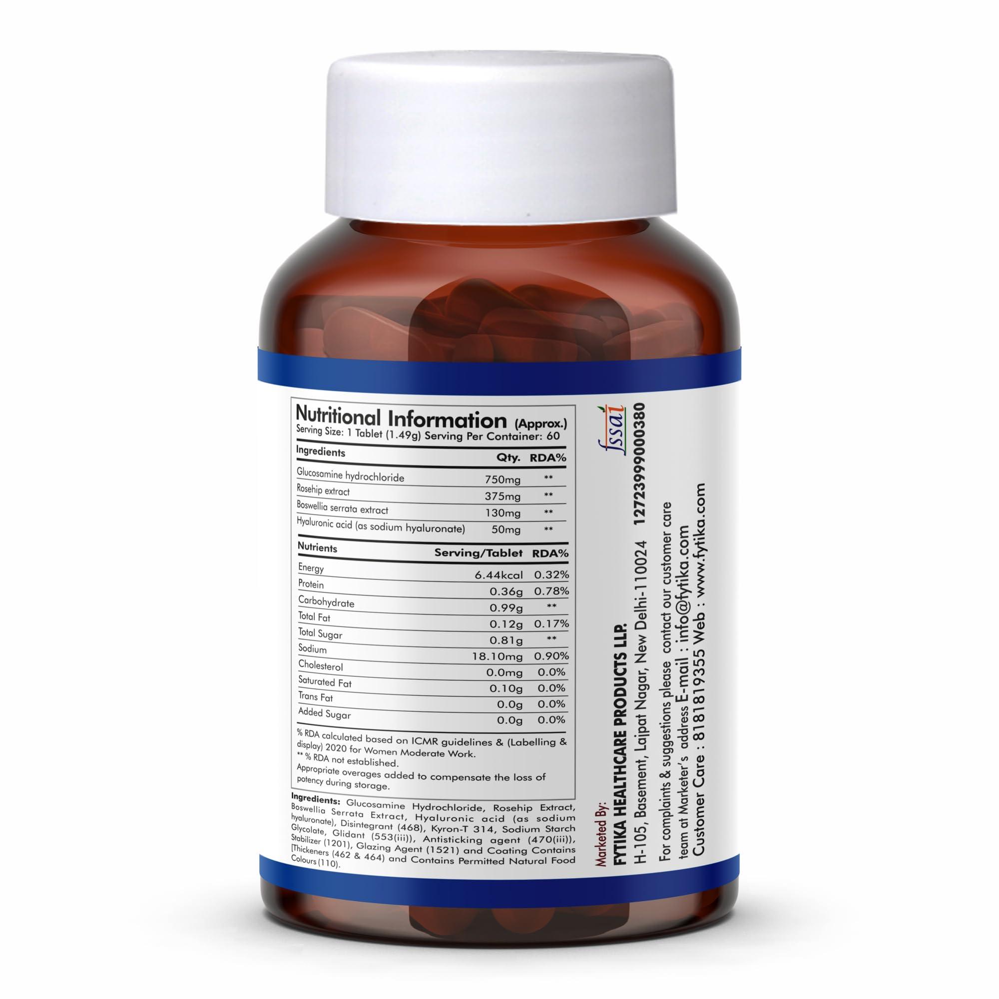 FYTIKA FYTIKA HEALTHCARE PRODUCTS Flexi Move Tablets | Glucosamine, Rosehip Powder extract | Supports Your Bone, Joint, And Cartilage Health | For Men and Women - 60 Tablets each (Pack of 2)