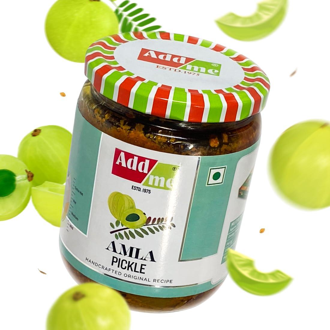Add me Add me Home Made Amla Pickle Seedless 1Kg Amla ka Achar 500gm + 500gm Glass Jar