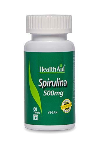Health Aid HealthAid Spirulina 500mg - 60 Veg. Tablets |Nutritional Supplement for Men and Women | Rich in Proteins, Vitamins, Antioxidants | Supports Immune System, Energy, Detox | Promotes Overall Well-being
