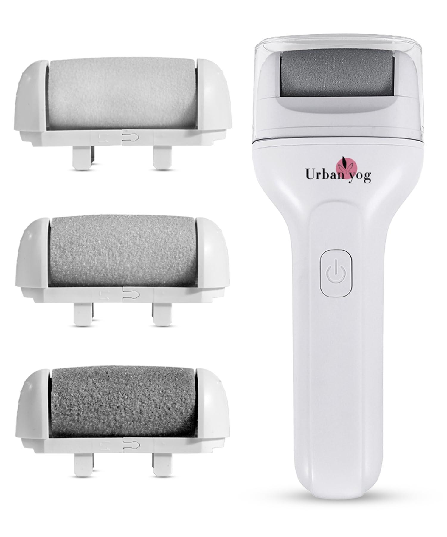 Urban yog Urban yog Callus Remover with 3 Interchangeable Head Rollers, Rechargeable, Callus & Dead Skin Removal, Pedicure Device Filer for Foot Care, 2 Speed Settings, Fast Type-C Charging, 1200mAh Battery