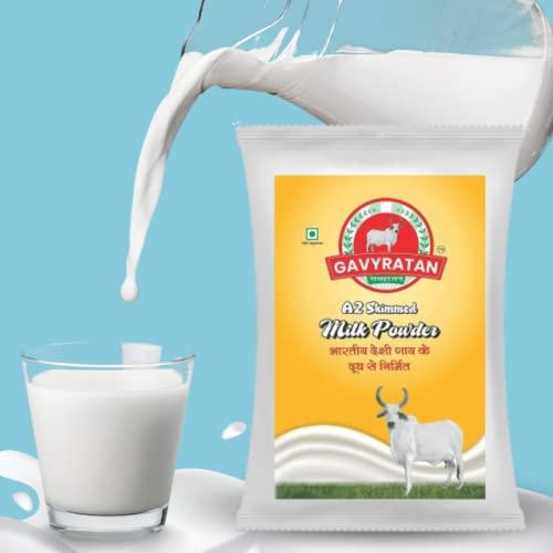 GAVYRATAN GAVYRATAN A2 Cow Skimmed Milk Powder 1kg | All Natural | 100% Pure | Boosts Liver Health Pack of 3