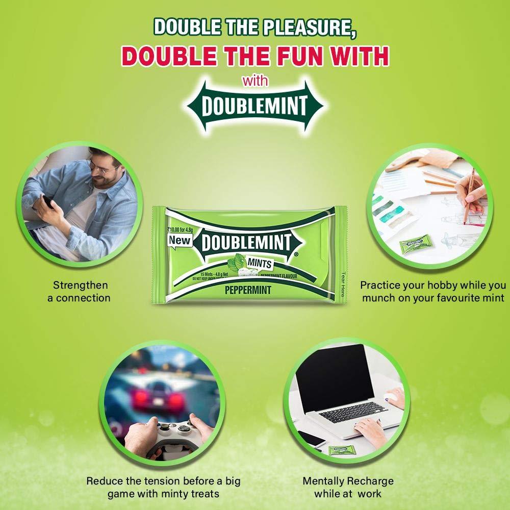 Doublemint Doublemint Sugarfree Mints Sleeve Box Peppermint Flavour Chewing Gum Mint Gums for Instant Freshness easy to carry 20 Sleeves per Box 64 gm