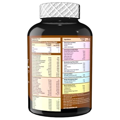 Naturyz NATURYZ MEN\'S SPORT Specialized Daily Multivitamin for Men with Highest 55 Nutrients (Vitamins, Minerals, Aminos, Enzymes, Antioxidants, Herbal Extracts ) and 13 Performance Blends for Muscle growth, Energy, Strength & Immunity - 60 Tablets(Pack of