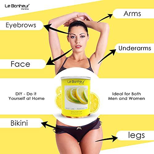 Le Bonheur.. Le Bonheur Sweet Lime D Tan Wax | Suitable Hair And Tan Removal | Perfect Bridal Wax | Its Summer Remove Tan | No Dry Skin After Use | For All Type Of Skin | Free Pre Wax Gel and Post Wax Oil | 800gm (Pack of 3)