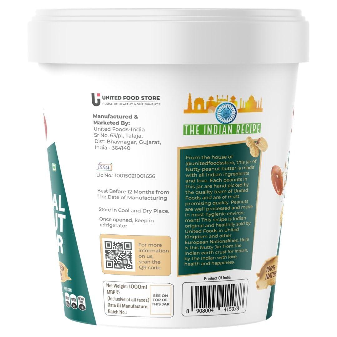 NUTTY NUTTY Natural Peanut Butter Creamy | Made with 100% Roasted Peanuts - 31g Protein, No Added Sugar & Salt, non-GMO, Gluten Free, Vegan Plant Based, Unsweetened Peanut Butter Creamy 1250 g